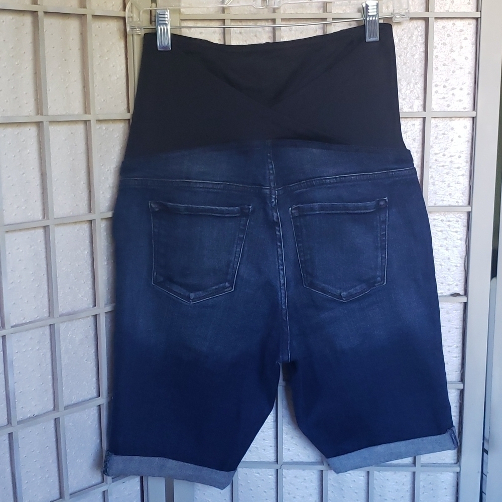 Isabel maternity blue denim stretch bermuda shorts 4 - Picture 3 of 4